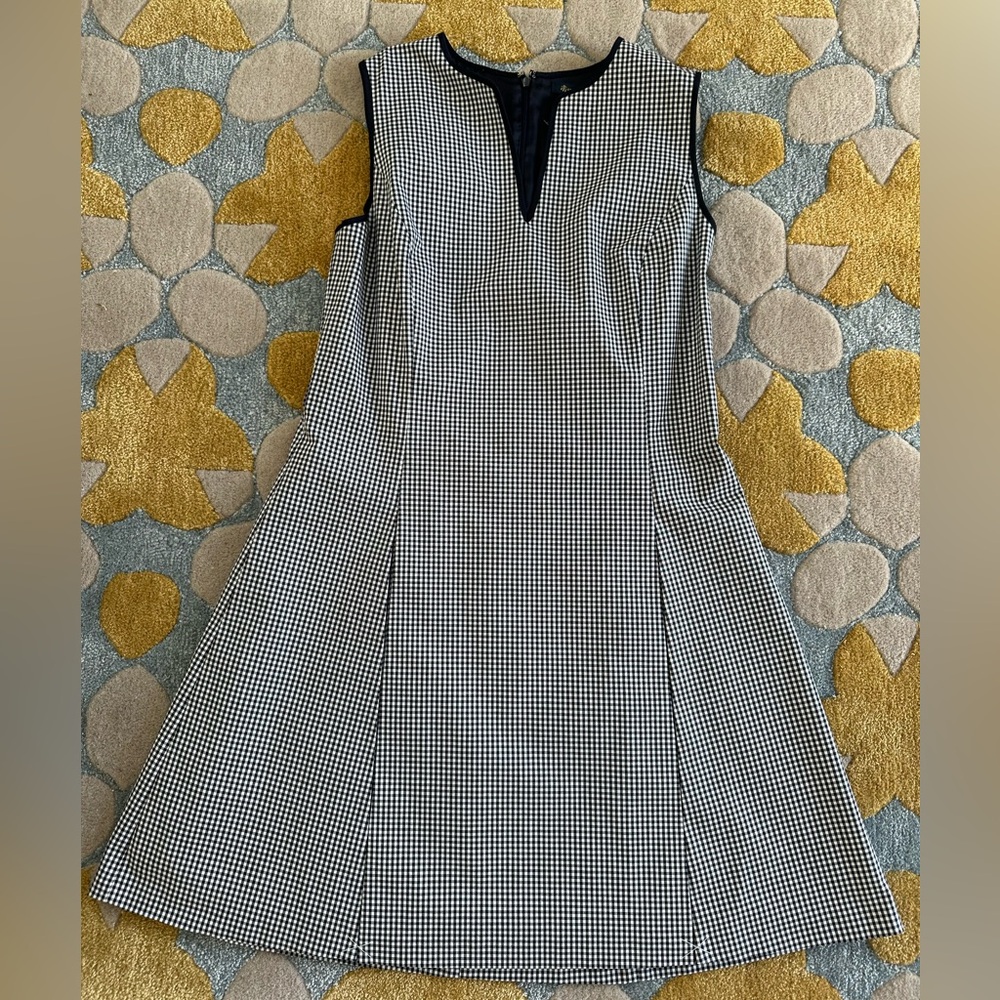Brooks Brothers Navy Gingham A-Line Dress | Size 14 | NWT Fully Lined